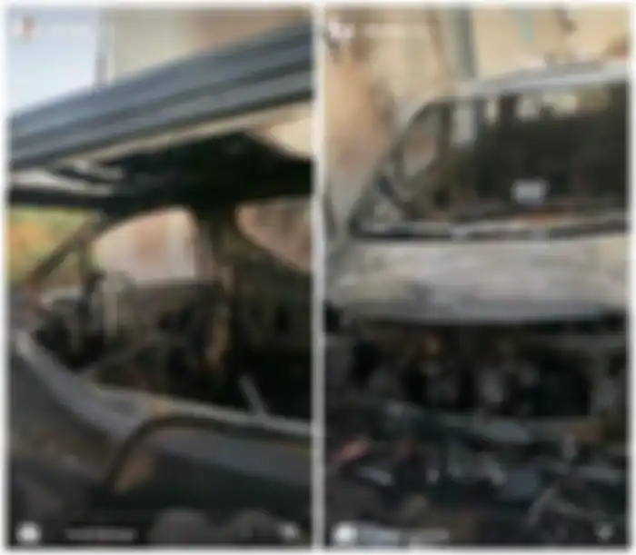 Kondisi mobil Via Vallen yang terbakar
