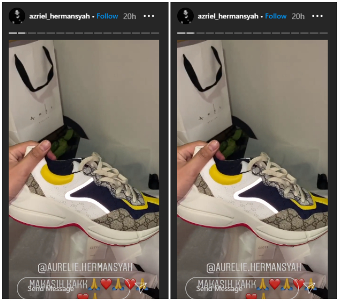 Hadiah sneakers mewah Gucci dari Aurel Hermansyah untuk Azriel Hermansyah