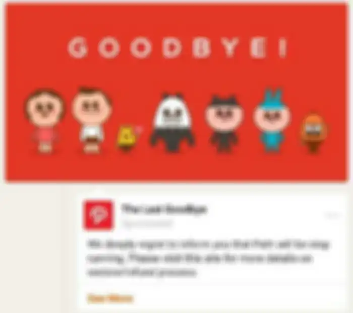 Pesan selamat tinggal dari Path