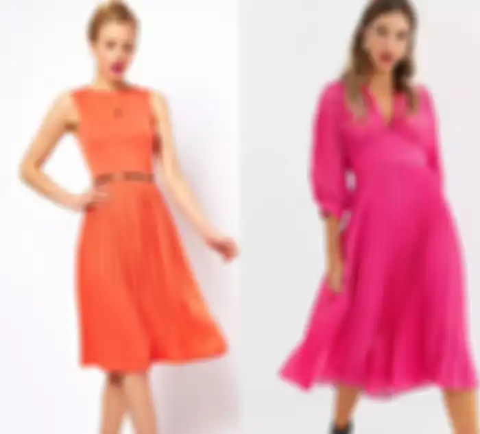 Model dress buat zodiak Sagittarius, yaitu  pleated dress warna cerah.