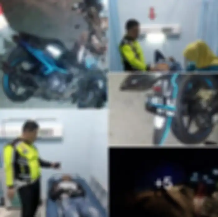 Kecelakaan Yamaha Jupiter MX menabrak truk di Ngawi.