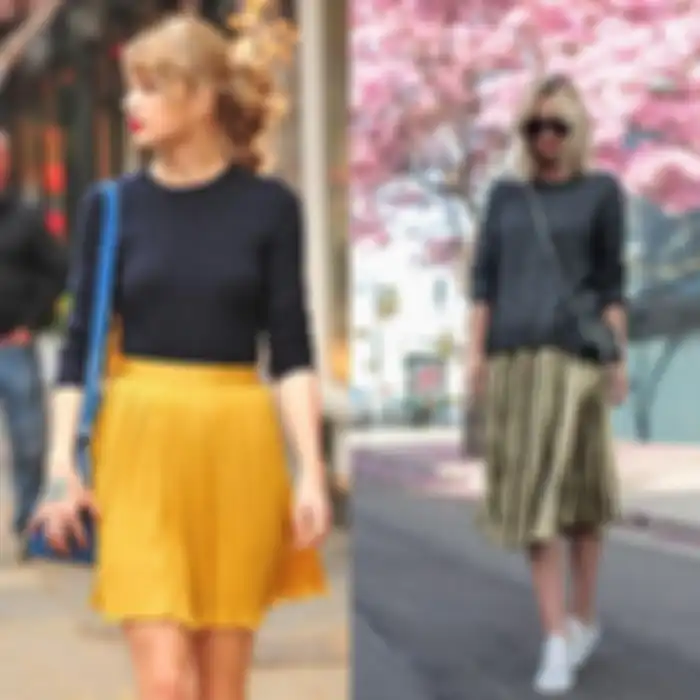 Rok plisket dengan sweatshirt atau sweater