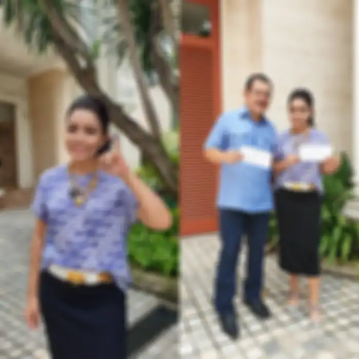 Penampilan Mayangsari saat datang ke TPS