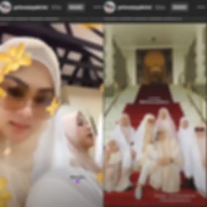 Syahrini kenakan mukena rancangannya saat salat ied