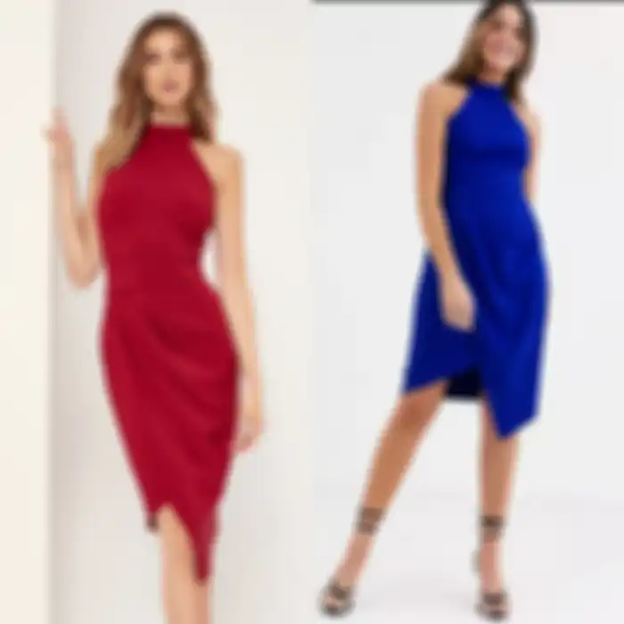 Model dress buat zodiak Aries,yaitu  asimetris dress warna bold.