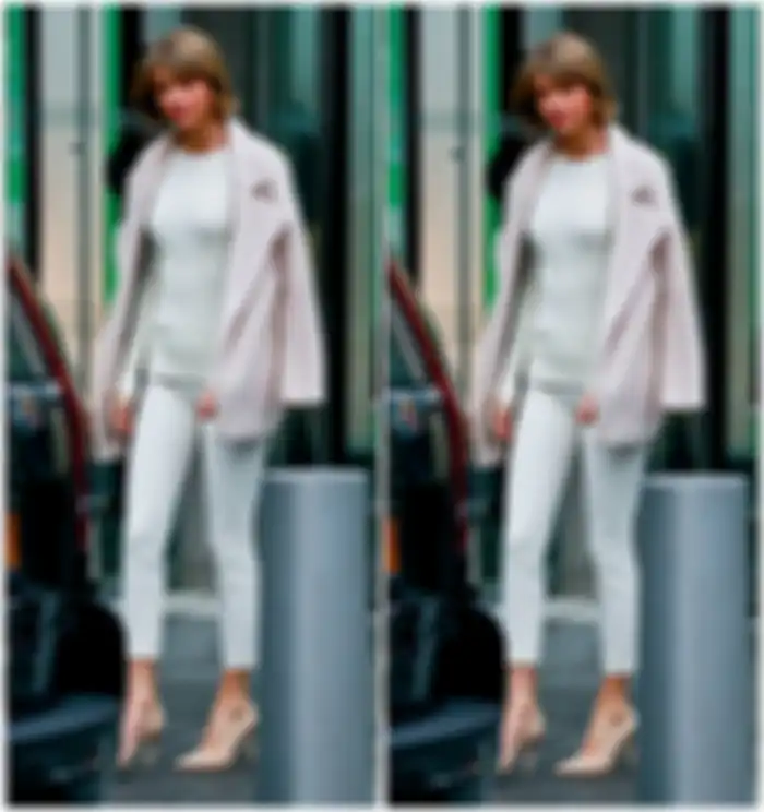 Ide OOTD buat tampil pakai celana panjang putih ala Taylor Swift