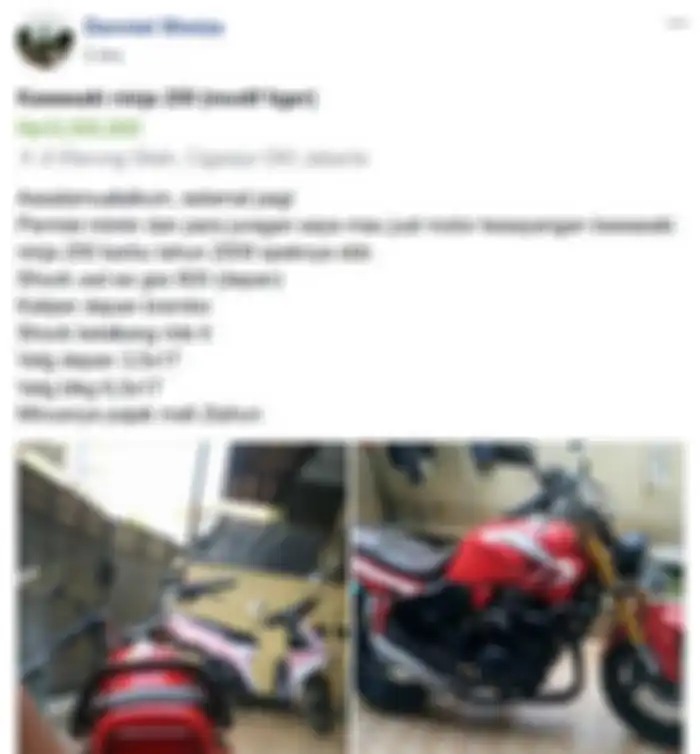 Postingan jual motor Danniel Sheiza