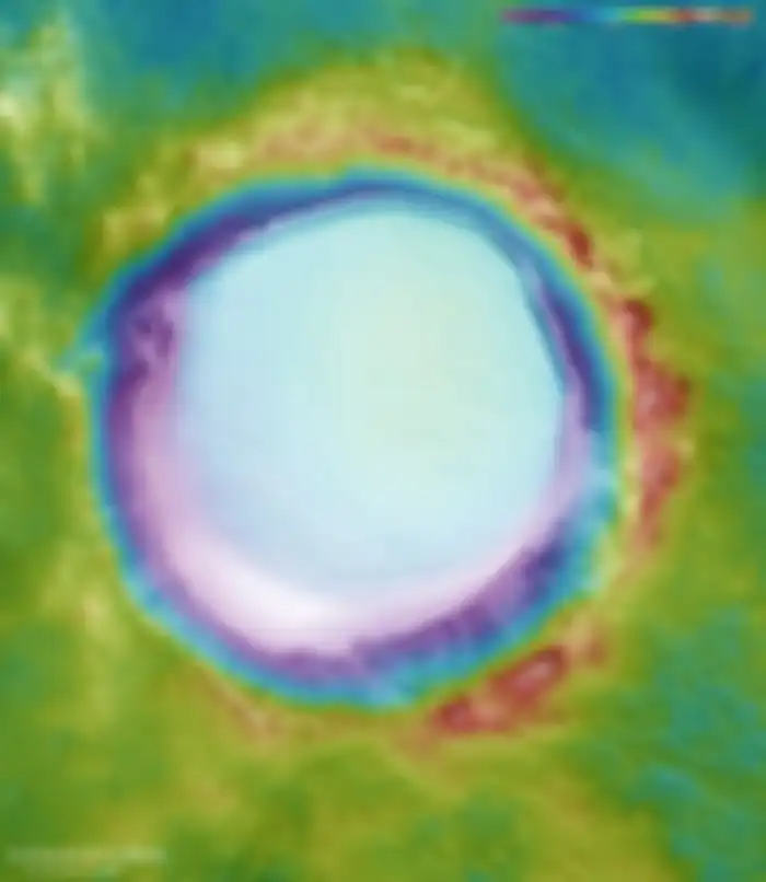 Peta topografi kawah Korolev.