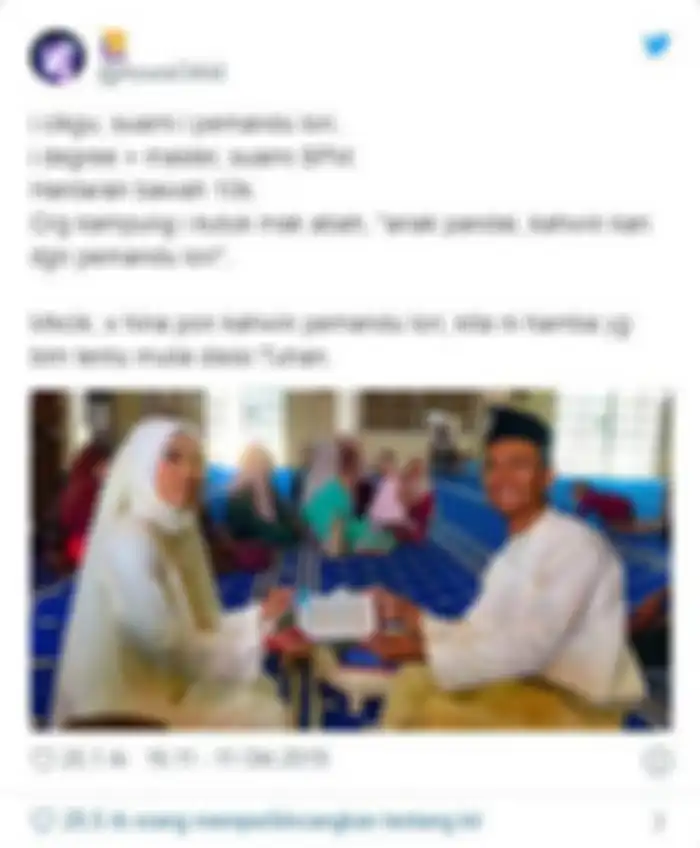 Unggahan twitter wanita S2 nikahi supir truk.