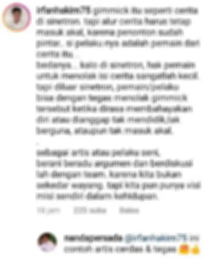 Tanggapan Irfan Hakim