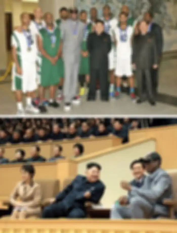 Kim Jong-un bersama Dennis Rodman.