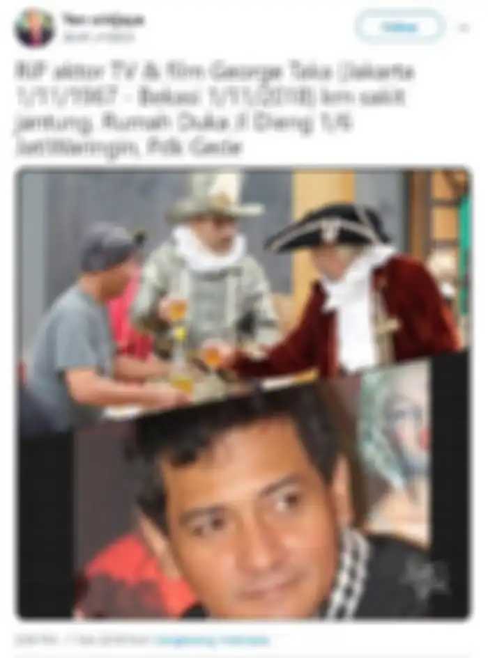 kabar duka meninggalnya aktor George Taka