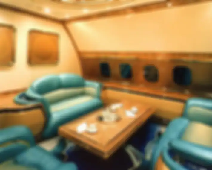 Interior pesawat jet pribadi milik keluarga Sultan Brunei.