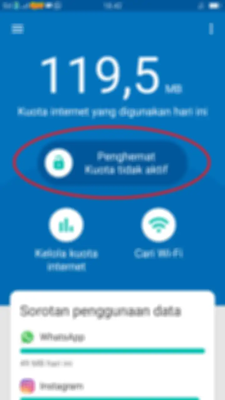 Geser gembok opsi Penghemat Kuota tidak aktif