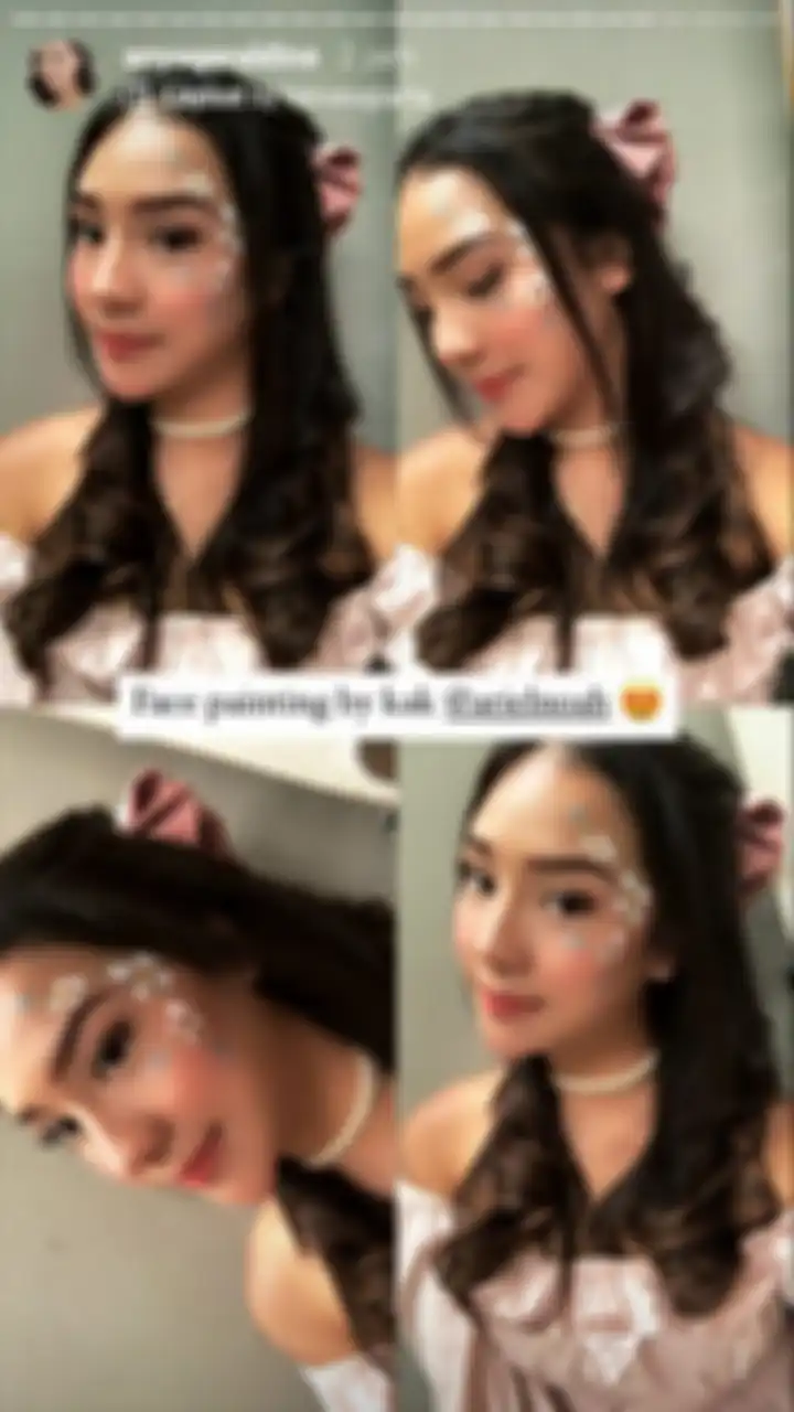Anya Geraldine tunjukkan hasil lukisan Ariel NOAH di wajahnya