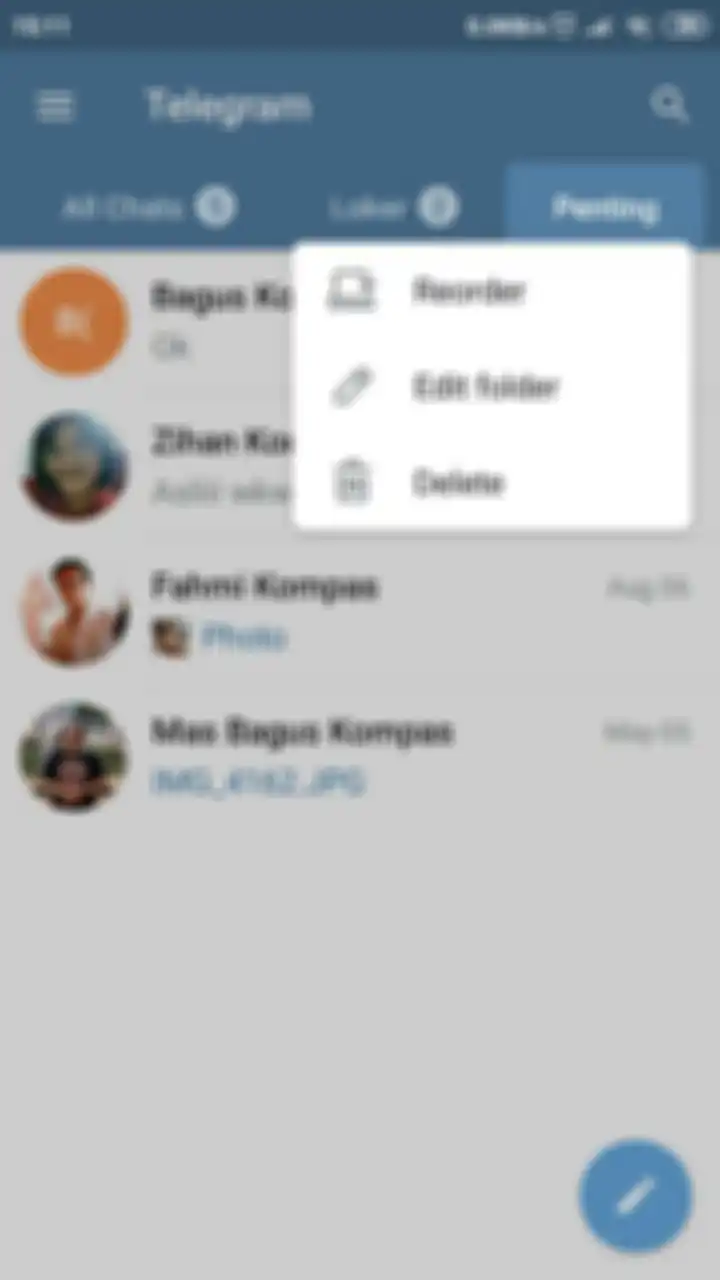Tampilan chat folder Telegram