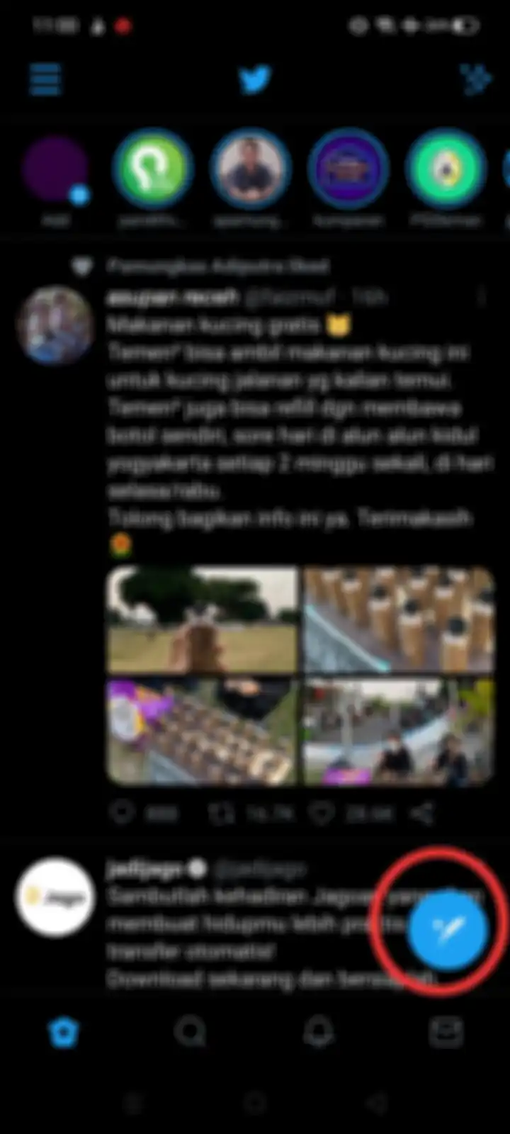 Langkah 1 cara upload video ke Twitter melalui HP.