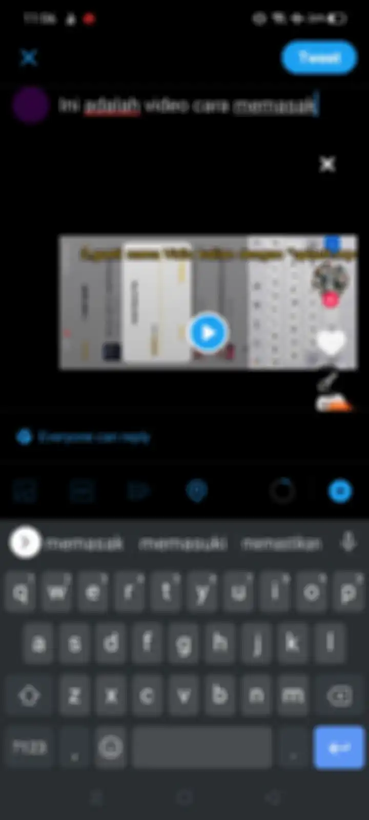Langkah 3 cara upload video ke Twitter melalui HP.