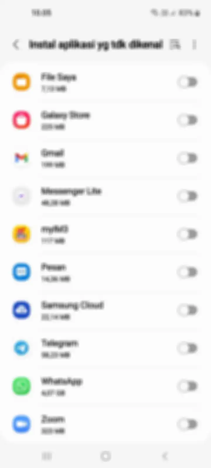 Gambar 4, Nonaktifkan semua pilihan pada [Pengaturan] [Instal aplikasi yg tdk dikenal]