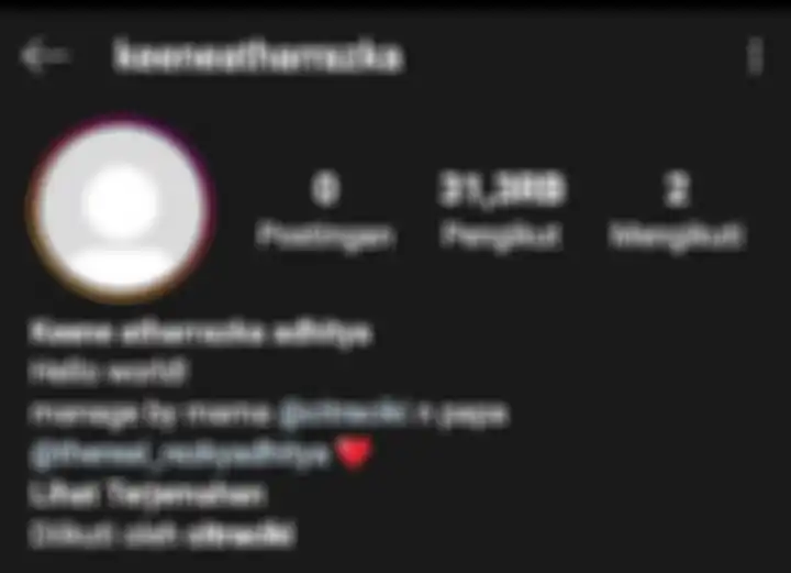 Akun Instagram anak pertama Citra Kirana dan Rezky Aditya