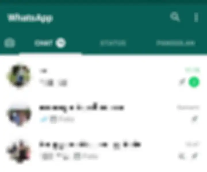 Tampilan menu percakapan di WhatsApp setelah kolom arsip dihilangkan.