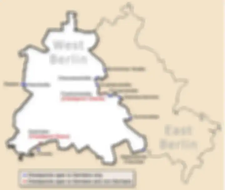Peta menunjukkan lokasi Tembok Berlin, sekaligus tempat pos pemeriksaan.