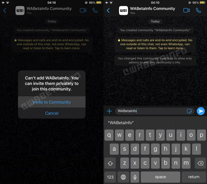 Tampilan fitur Komunitas di Whatsapp