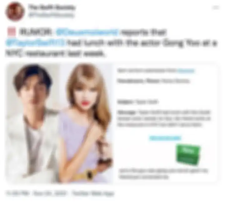 email rumor Gong Yoo dan Taylor Swift makan bareng