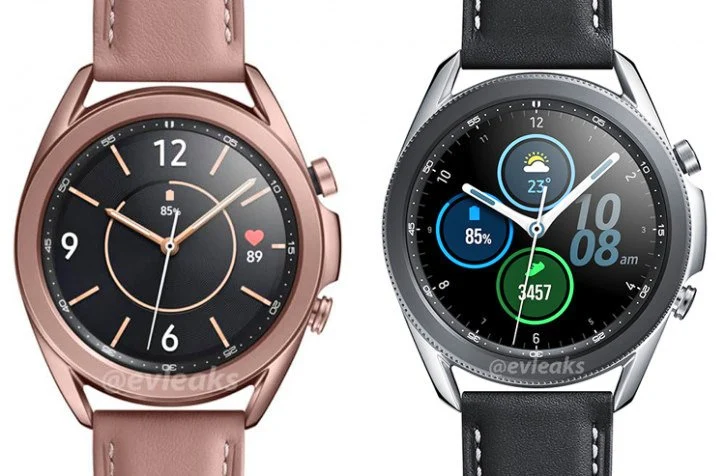 Samsung Galaxy Watch 3 Mystic Silver di bagian kanan.