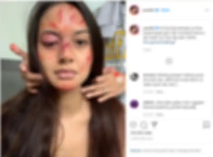 Unggahan Aurelie Moeremans saat lakukan Mugshot Challenge