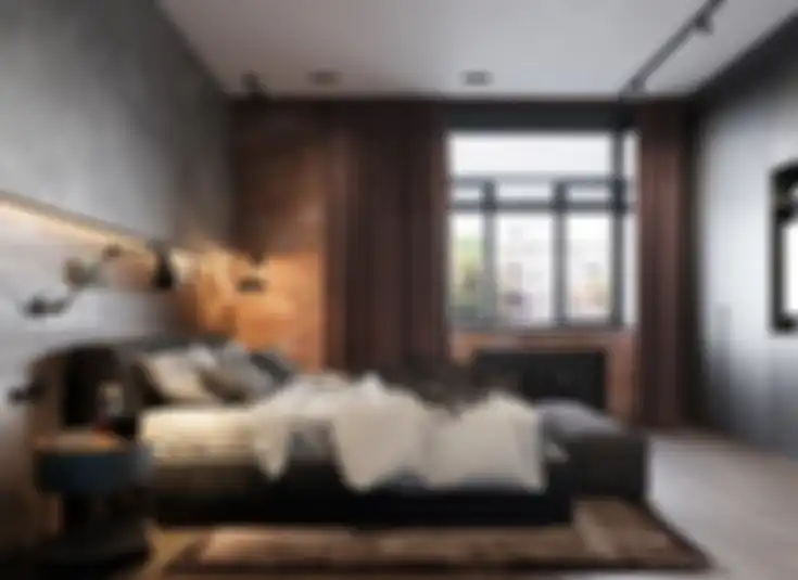Kamar tidur bergaya industrial yang modern