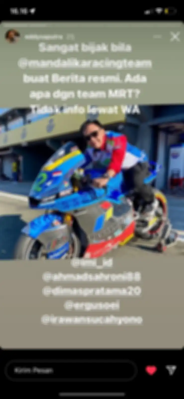 Unggahan story petinggi IMI, Eddy Saputra