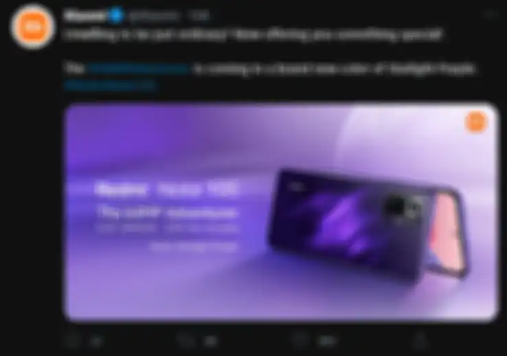 Tweet perilisan Redmi Note 10S Starlight Purple