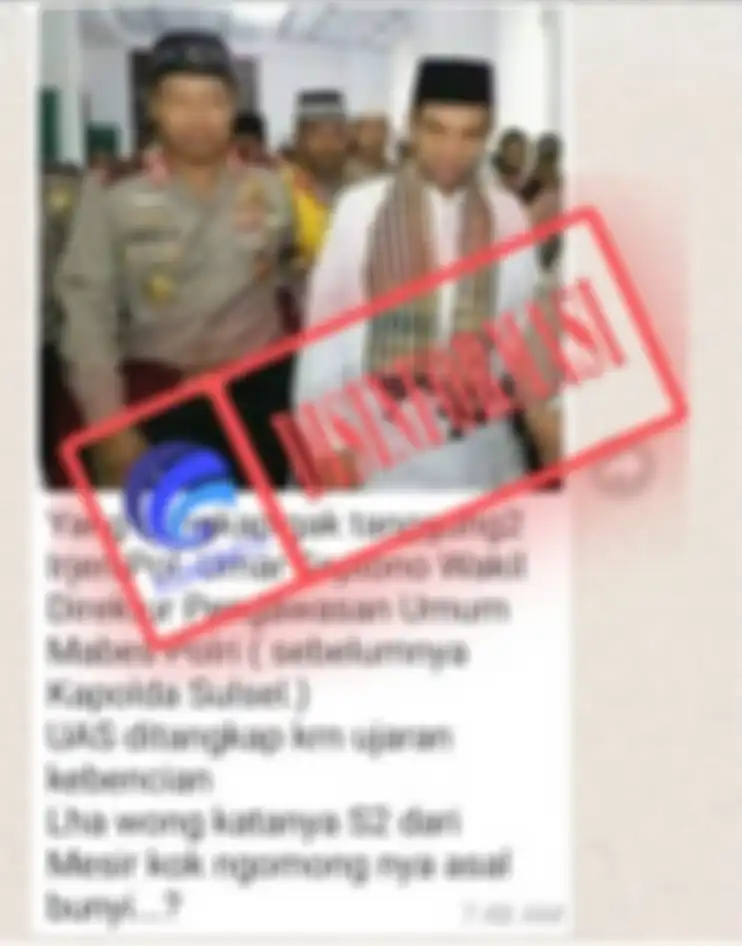 Foto Ustaz Abdul Somad ditangkap polisi beredar di media sosial. Ini fakta sebenarnya. 
