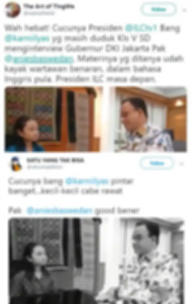 Bocah kelas 5 SD wawancara Anies Baswedan dengan menggunakan bahasa inggris
