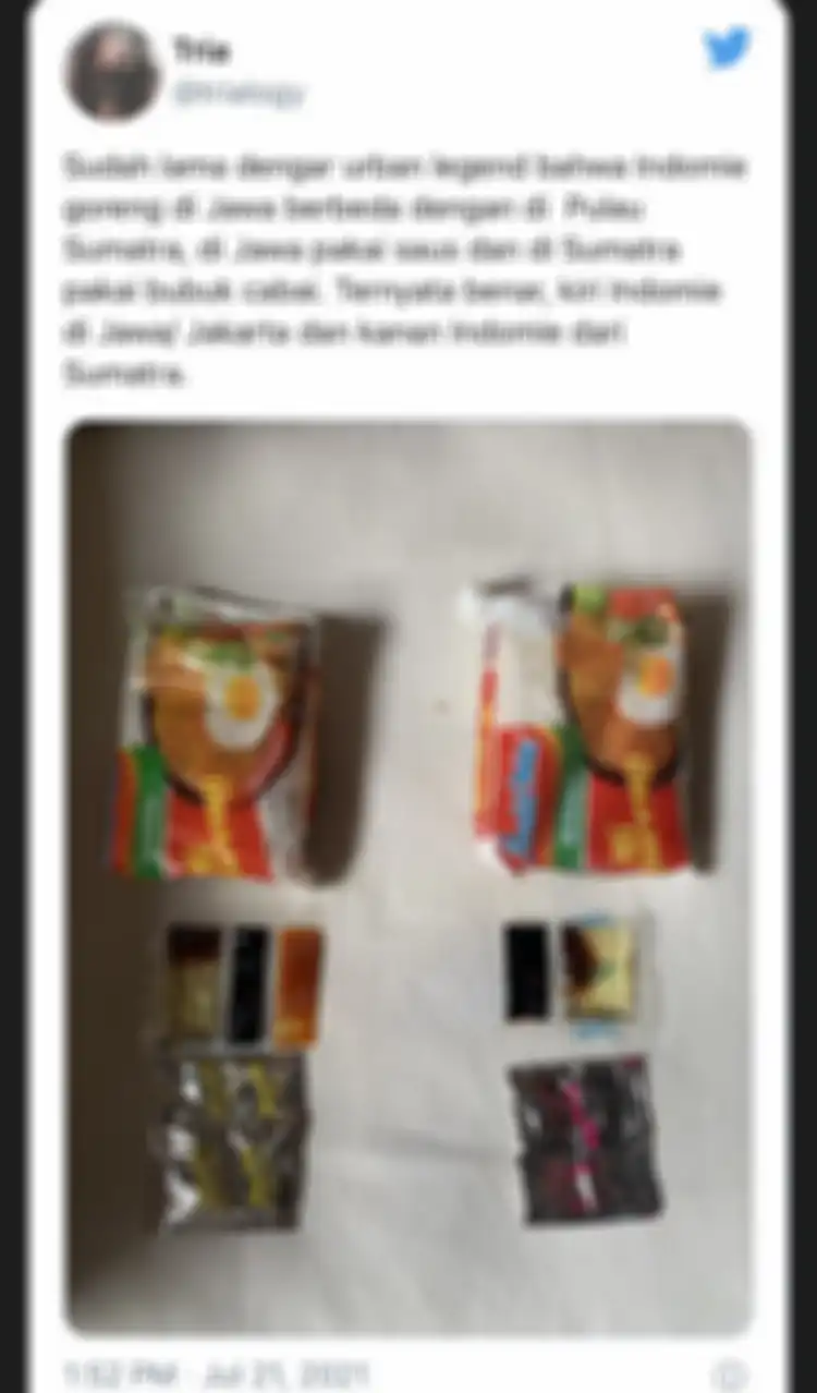 cuitan viral tentang perbedaan bumbu Indomie di Jawa dan Sumatera