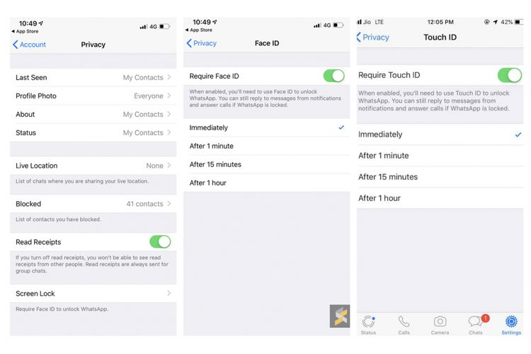 Fitur biometrik WhatsApp versi iOS