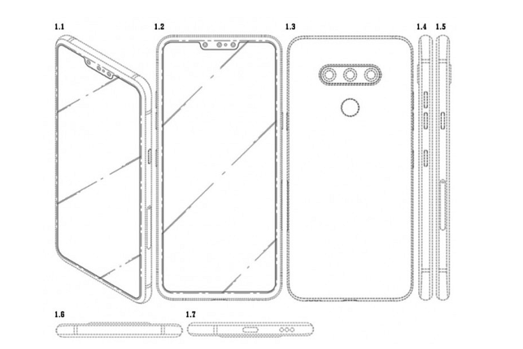 Desain paten smartphone dengan 3 kamera depan LG