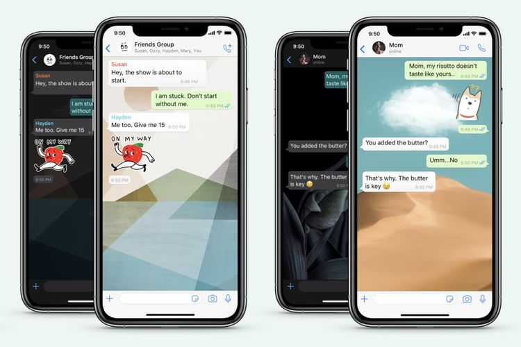 tampilan wallpaper di kolom chat aplikasi WhatsApp