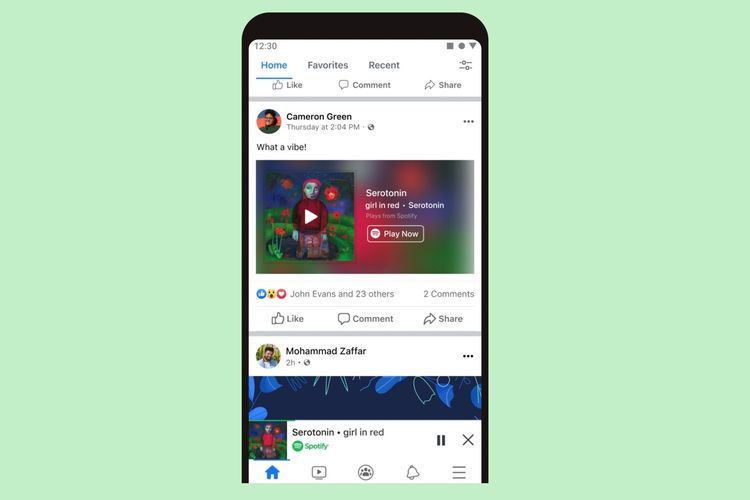 Miniplayer Spotify di Facebook