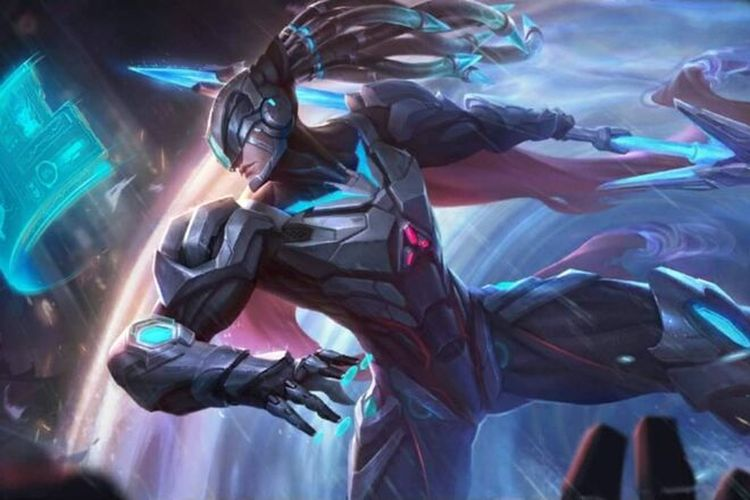 Ilustrasi hero Alpha dengan desain baru di Mobile Legends.