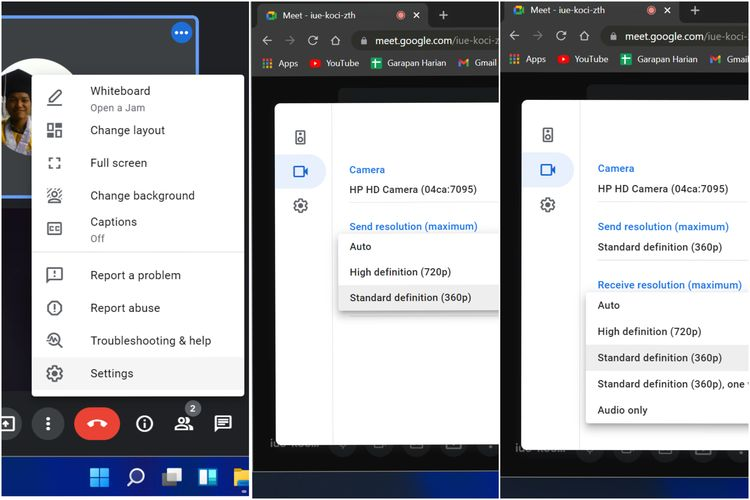 Cara mengganti pengaturan video di Google Meet