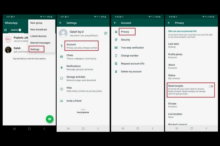 cara mematikan read receipt whatsapp