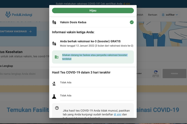 Ilustrasi cara daftar vaksin booster lewat website PeduliLindungi