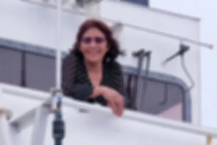Susi Pudjiastuti di atas Kapal Pengawas Perikanan