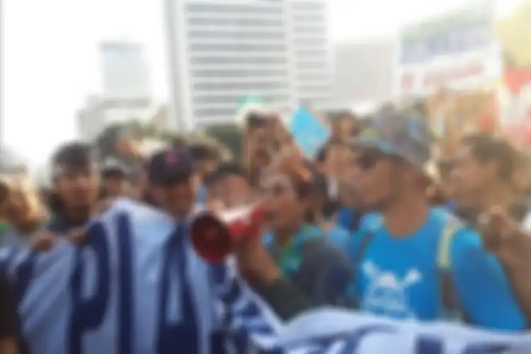 Menteri Kelautan dan Perikanan Susi Pudjiastuti ketika melakukan Pawai Anti Plastik di Jakarta, Minggu (21/7/2019).