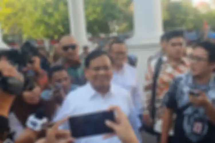 Prabowo Subianto setelah menemui Presiden Joko Widodo