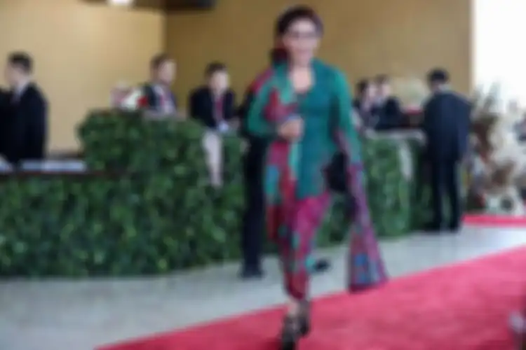 Menteri Kelautan dan Perikanan, Susi Pudjiastuti, sebelum pelantikan Presiden dan Wakil Presiden.