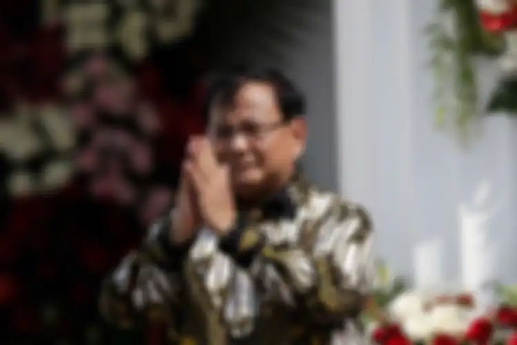 Menteri Pertahanan, Prabowo Subianto sebelum pelantikan menteri-menteri Kabinet Indonesia Maju di Istana Negara, Jakarta, Rabu (23/10/2019)