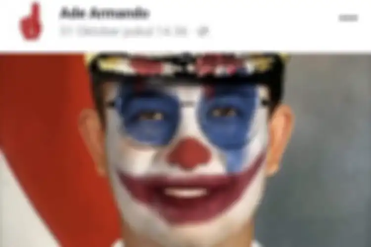 Tangkapan layar postingan foto Anis Baswedan diubah menjadi mirip Joker di laman Facebook Ade Armando, Sabtu (2/11).